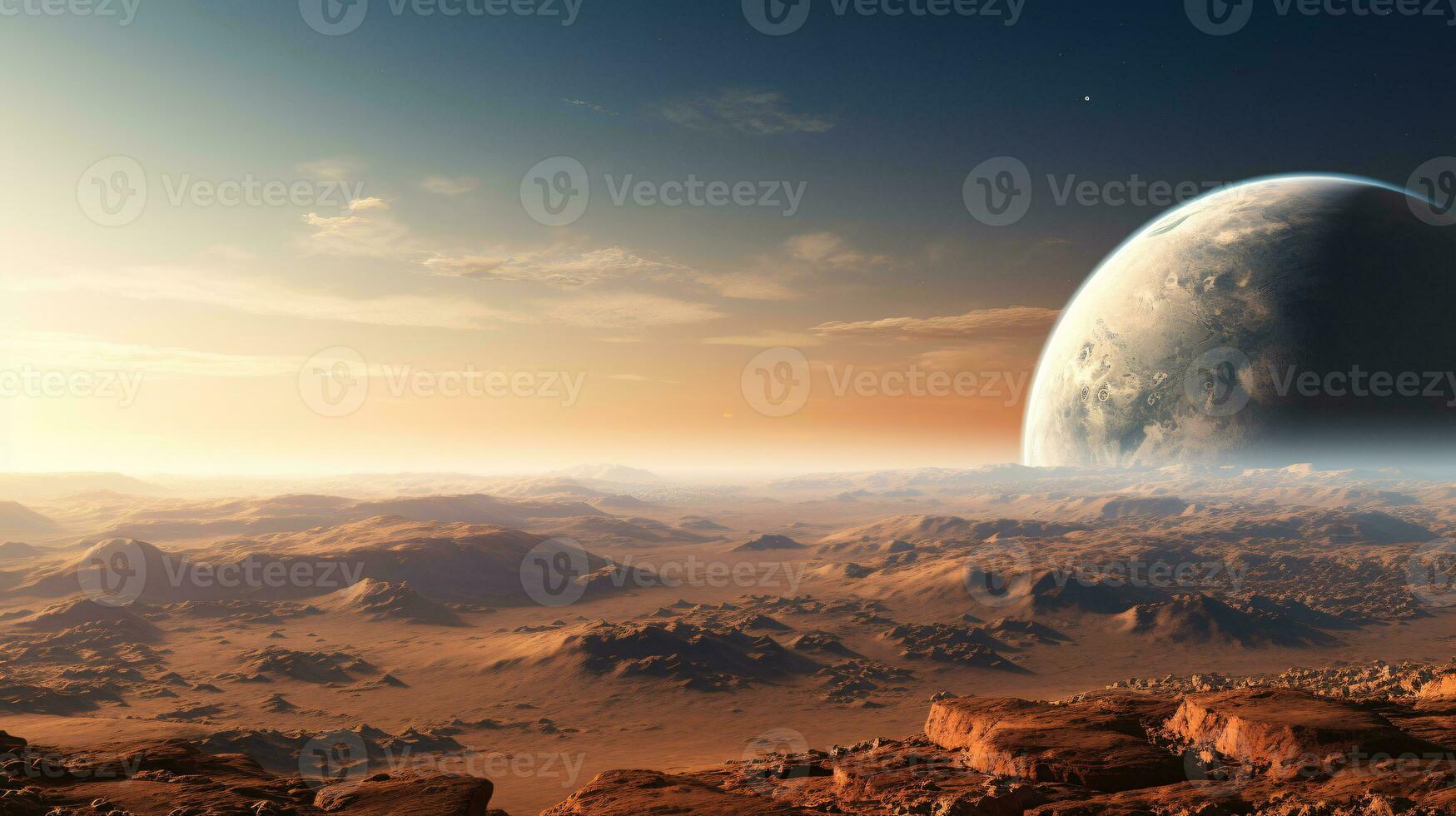 A profound view of Earth as seen from Mars beautifully encapsulating the vastness of our cosmic scale AI Generative photo