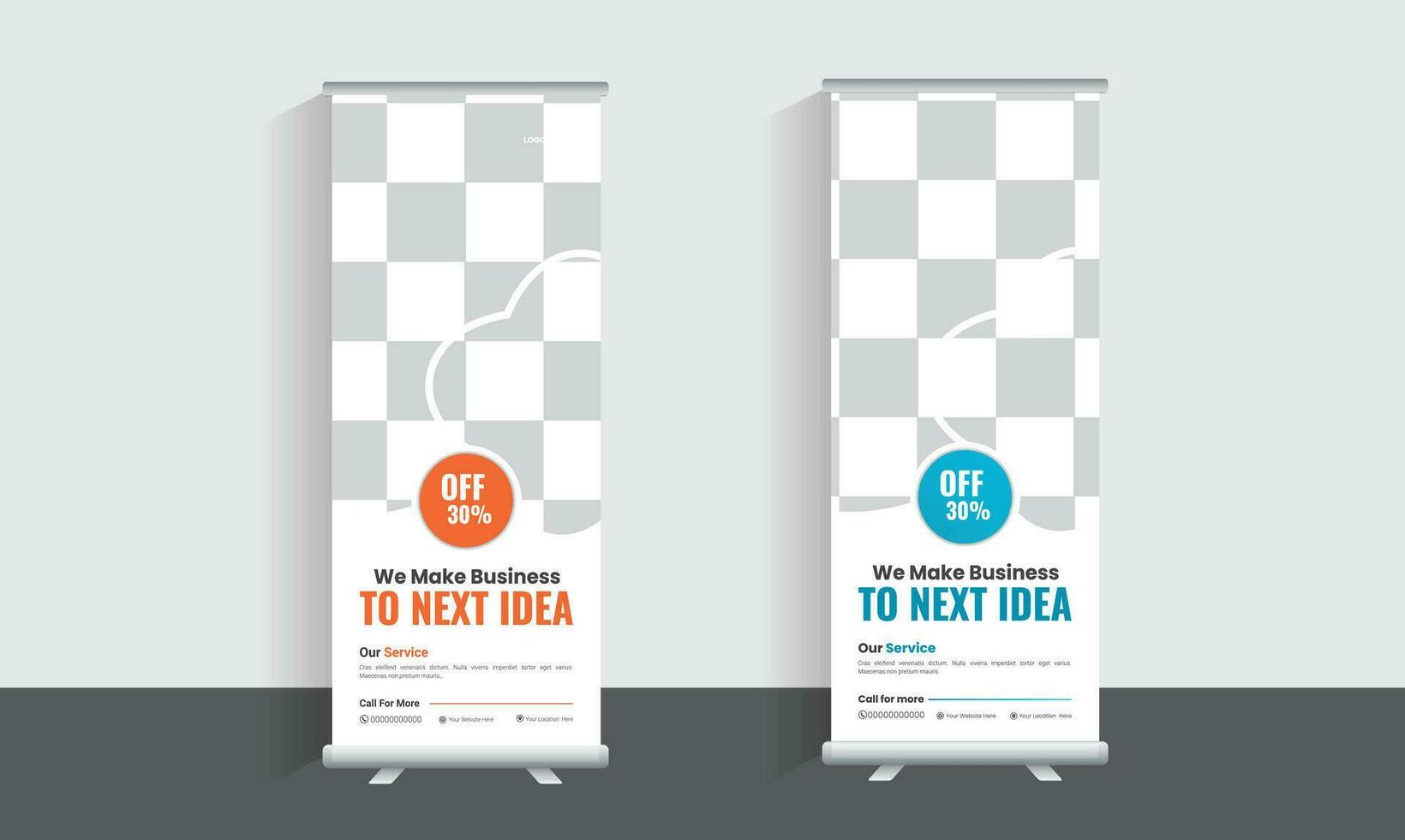 Business Roll Up Banner stand. Presentation concept. Abstract modern roll up background. Vertical roll up template billboard, banner stand or flag design layout. Poster for conference, forum, shop vector
