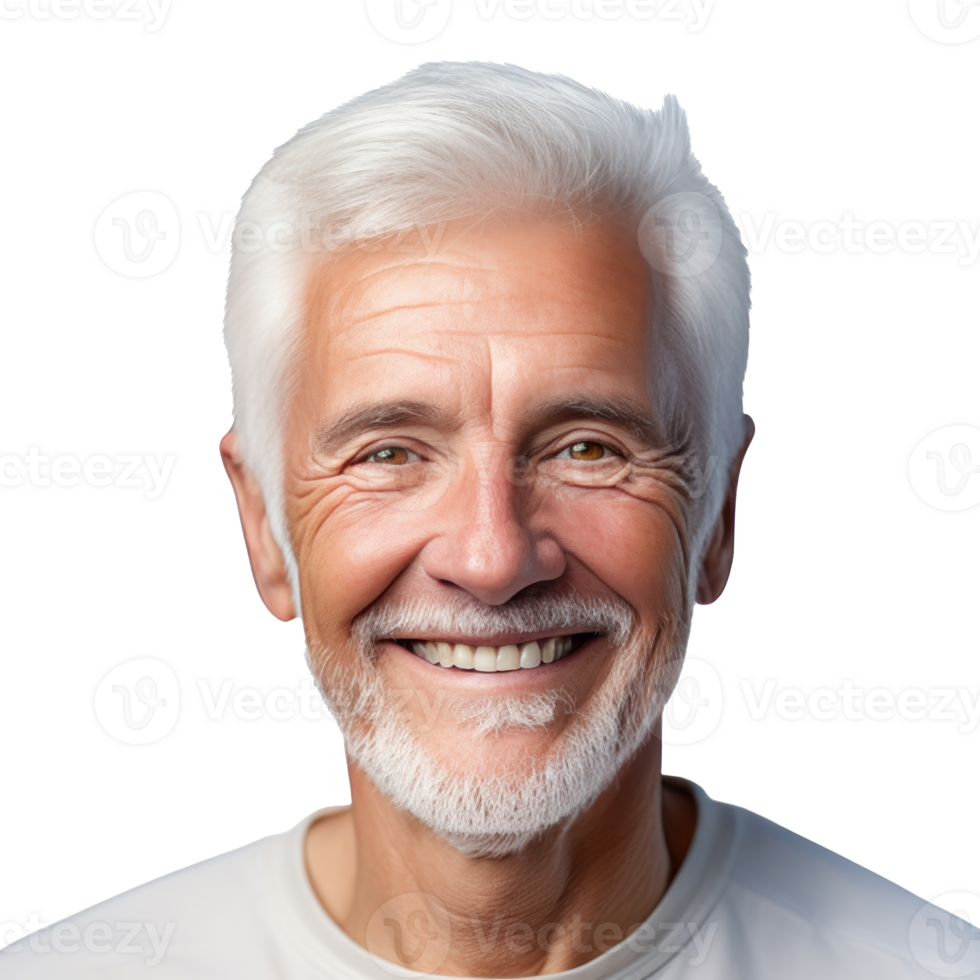 a gray older man with white hair and a smile png