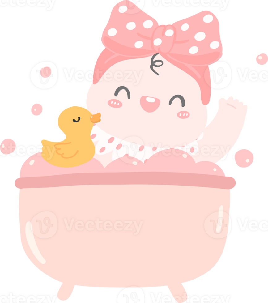 Cute baby girl happy on pink cloud png