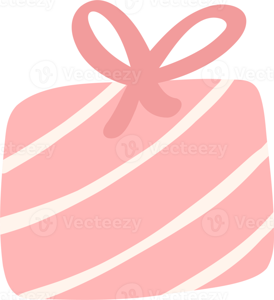 Cute birthday gif box doodle flat design illustration png