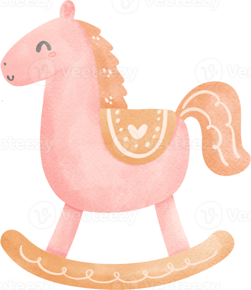 cute  baby shower girl pink rocking horse toy png