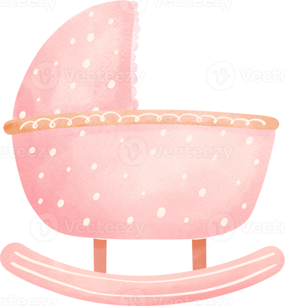 Cute baby shower girl pink pram png