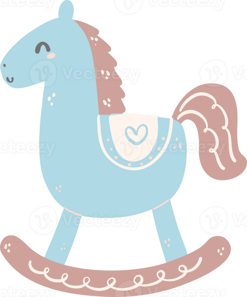 baby shower boy blue rocking horse toy png