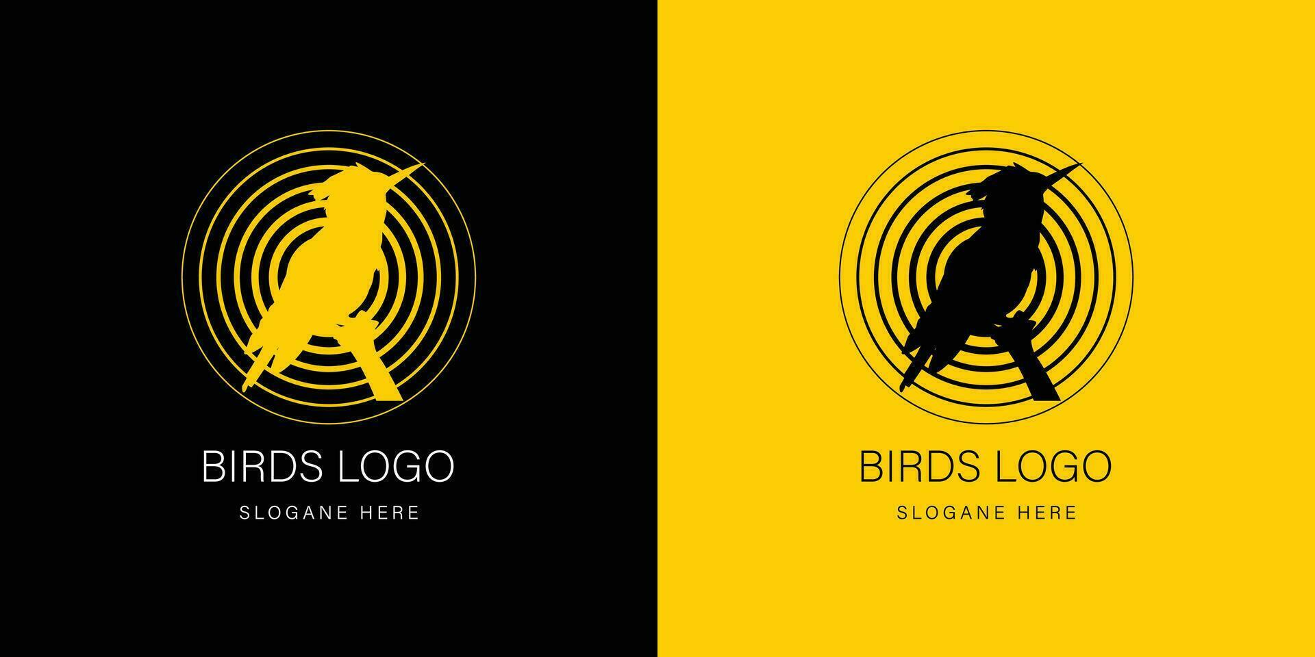 sencillo pájaro logo, pájaro monograma, logo con círculo. de moda pájaro logo conjunto con círculo. vector
