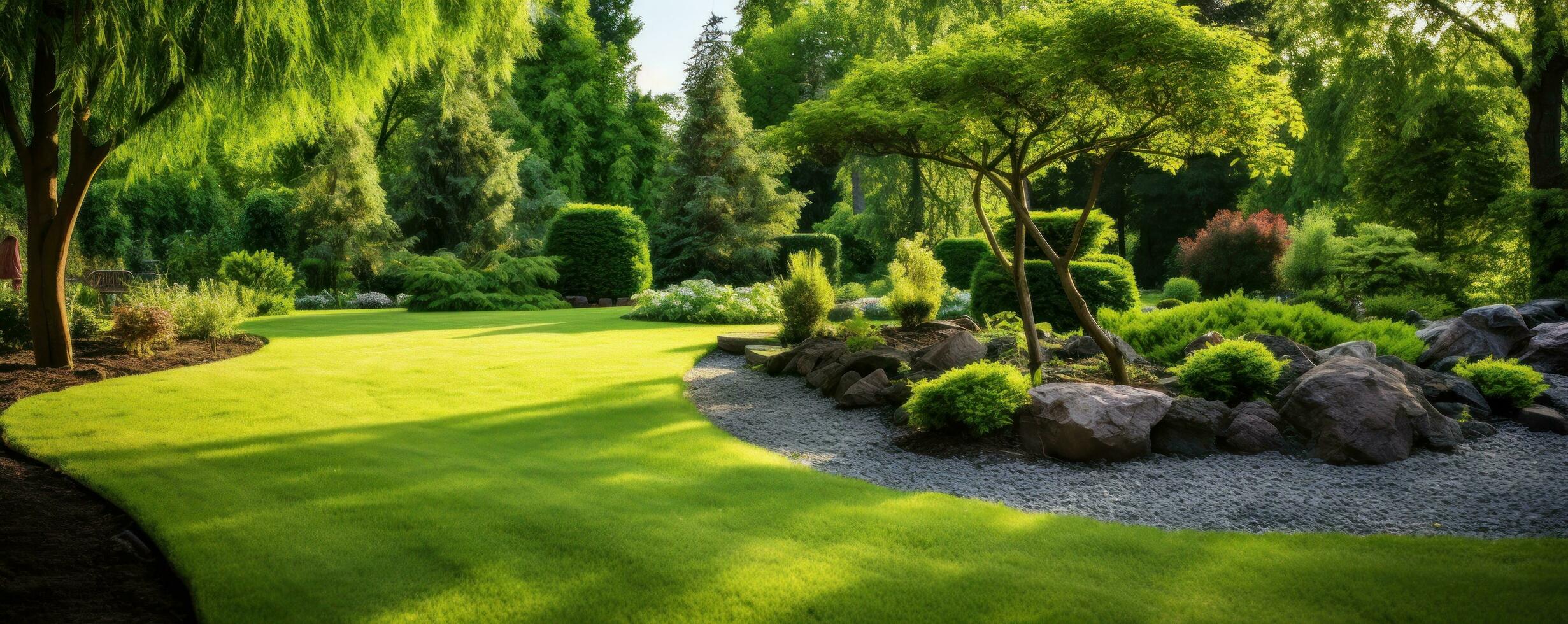 An elegant garden to relax in the summer photo