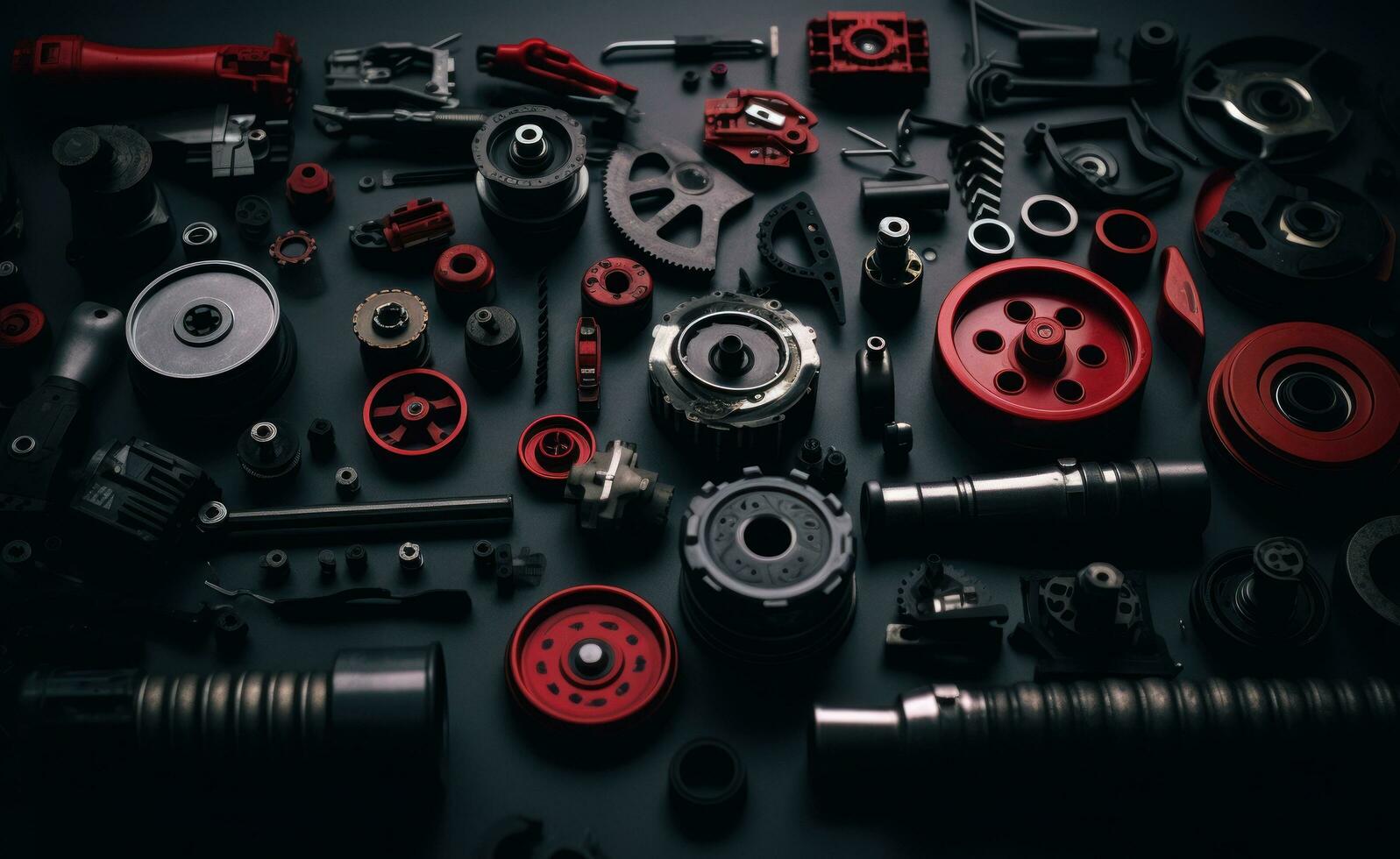 A machine tool and other machines sitting on a black background photo