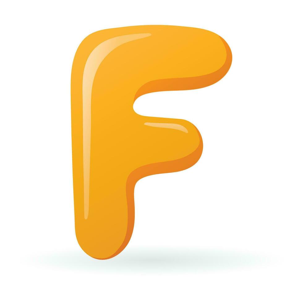 Vector isolated cartoon letter F of the English alphabet.