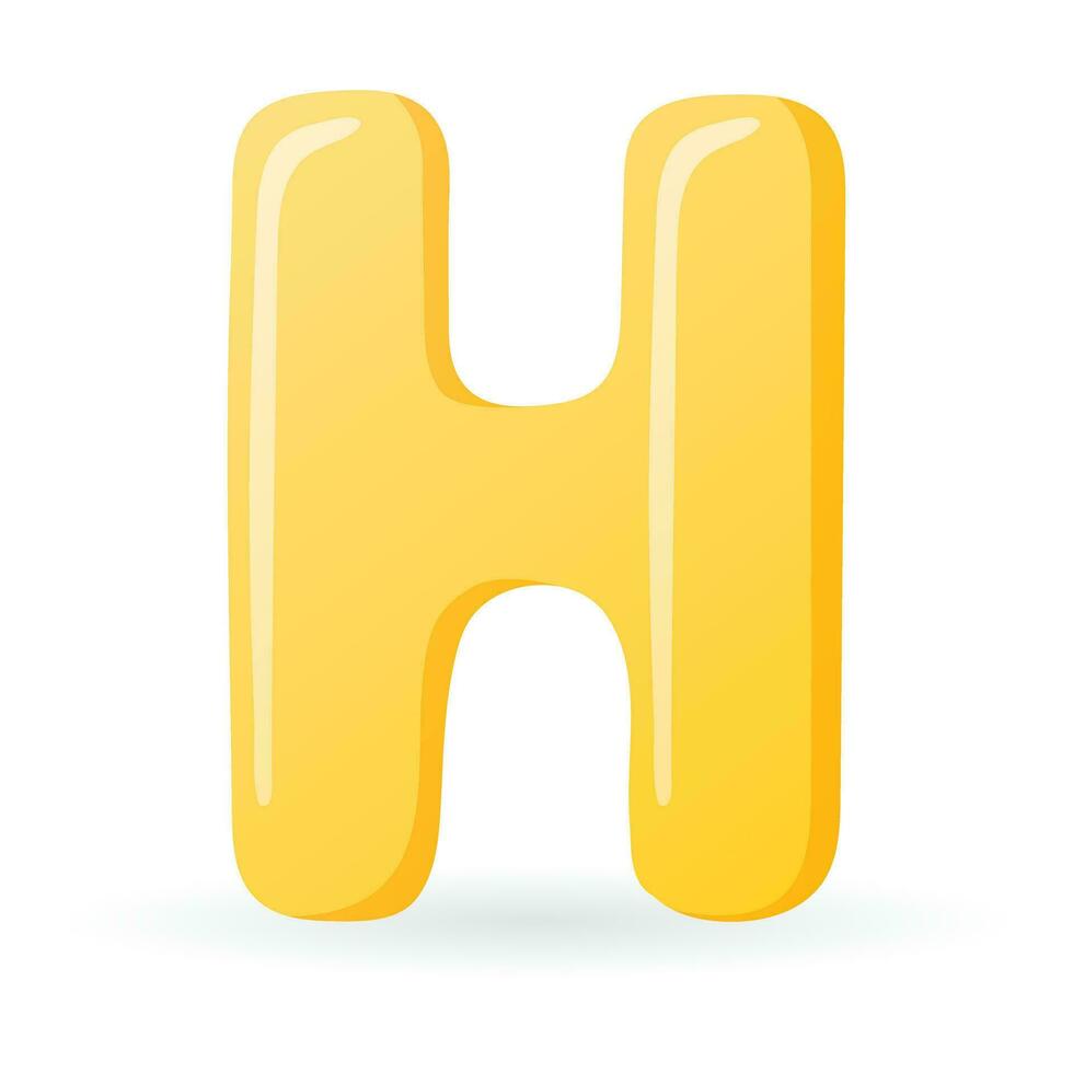 Vector isolated cartoon letter H of the English alphabet.