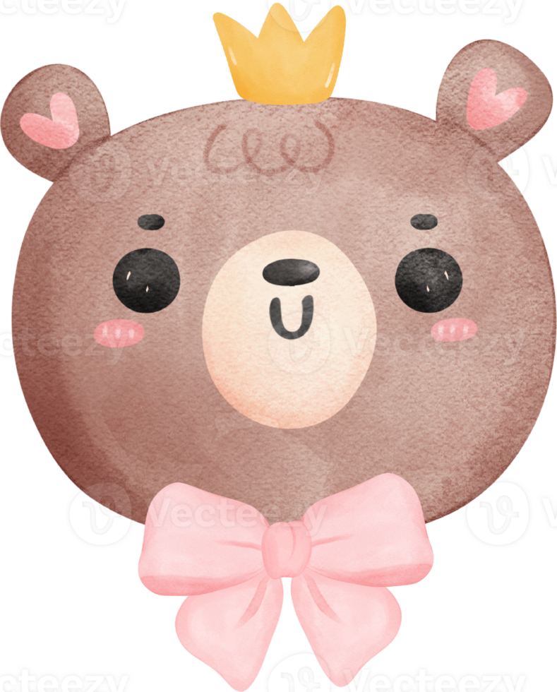 Baby shower bear, cute teddy bear girl face png