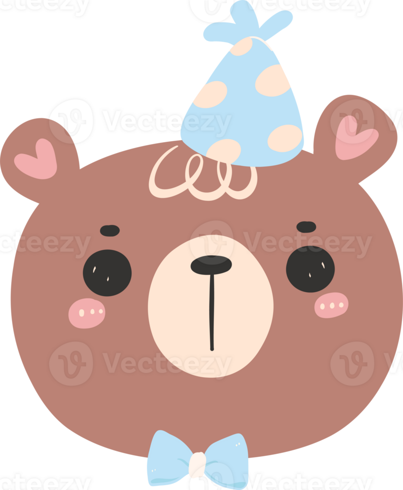 baby shower bear boy teddy with birthday party hat png