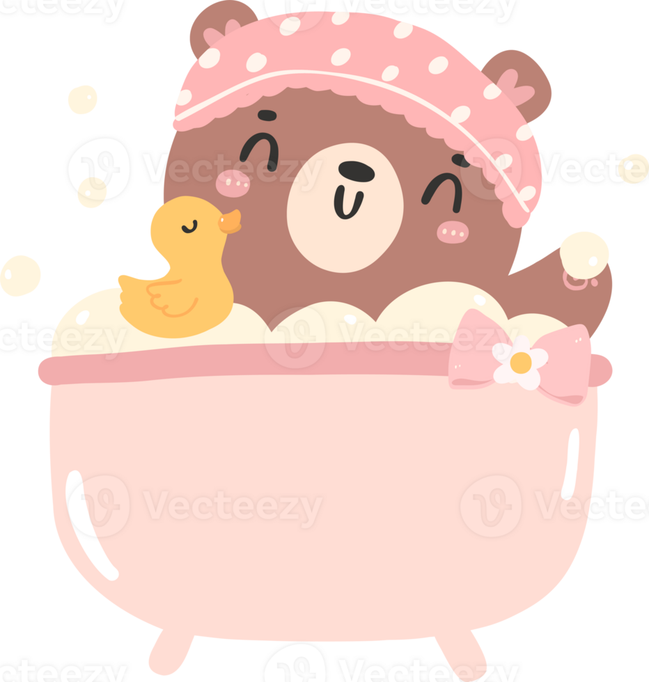 fofa bebê chuveiro Urso menina dentro banho desenho animado png