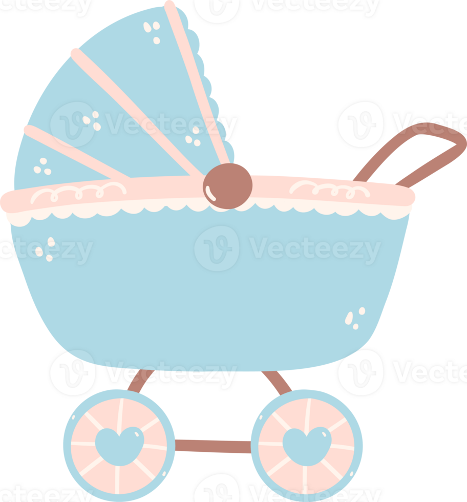 baby shower boy blue pram png