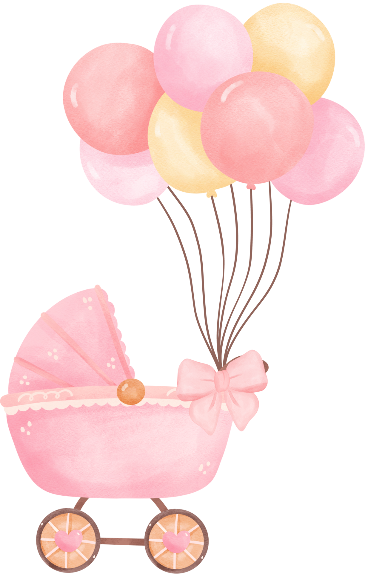 cute-baby-shower-girl-pink-pram-with-balloon-28719887-png