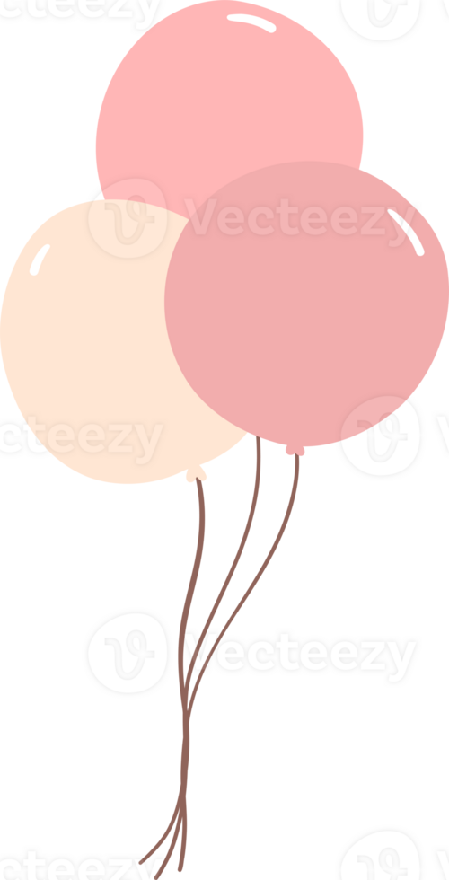 Cute birthday balloons bunch doodle flat design illustration png