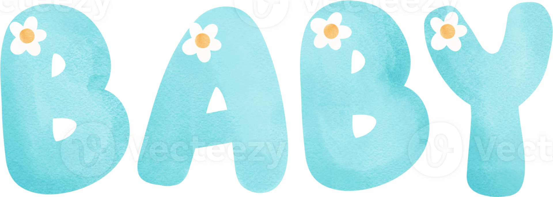 Cute baby shower bear watercolor, baby word png