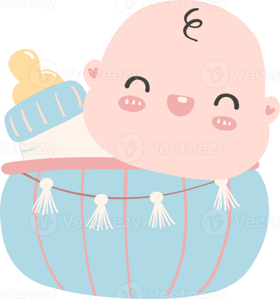 Baby shower boy, newborn baby in basket png
