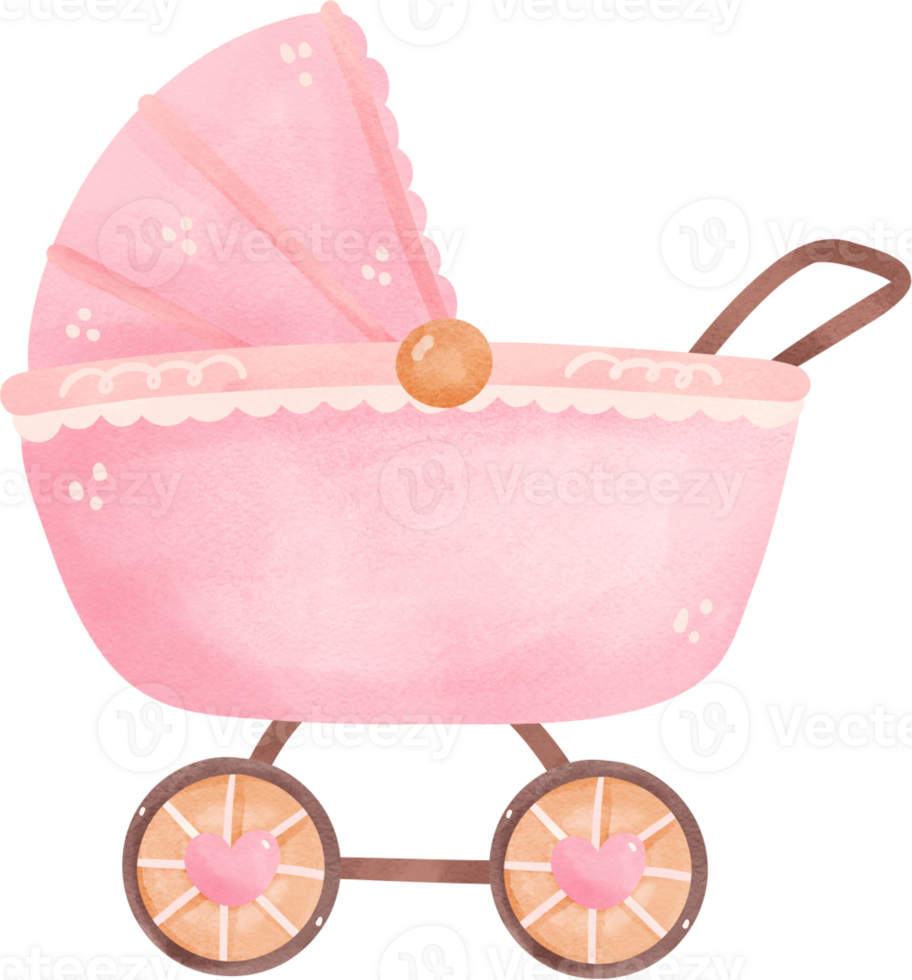 schattig baby douche meisje roze kinderwagen png