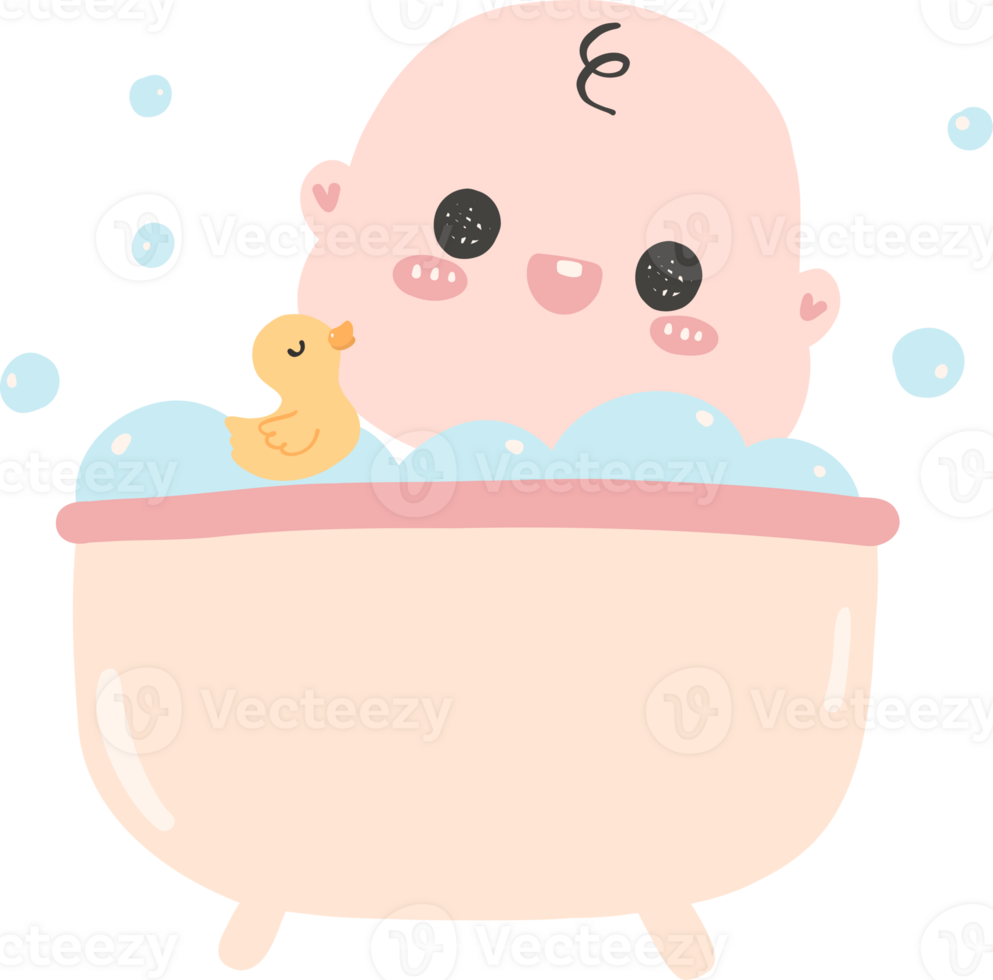 Baby shower boy, newborn baby in bathtub png