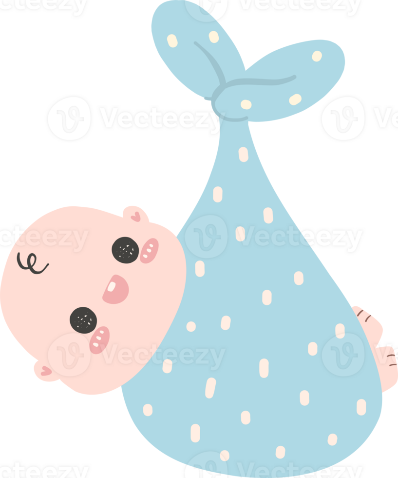 Baby shower boy, newborn baby in blanket wrapped png