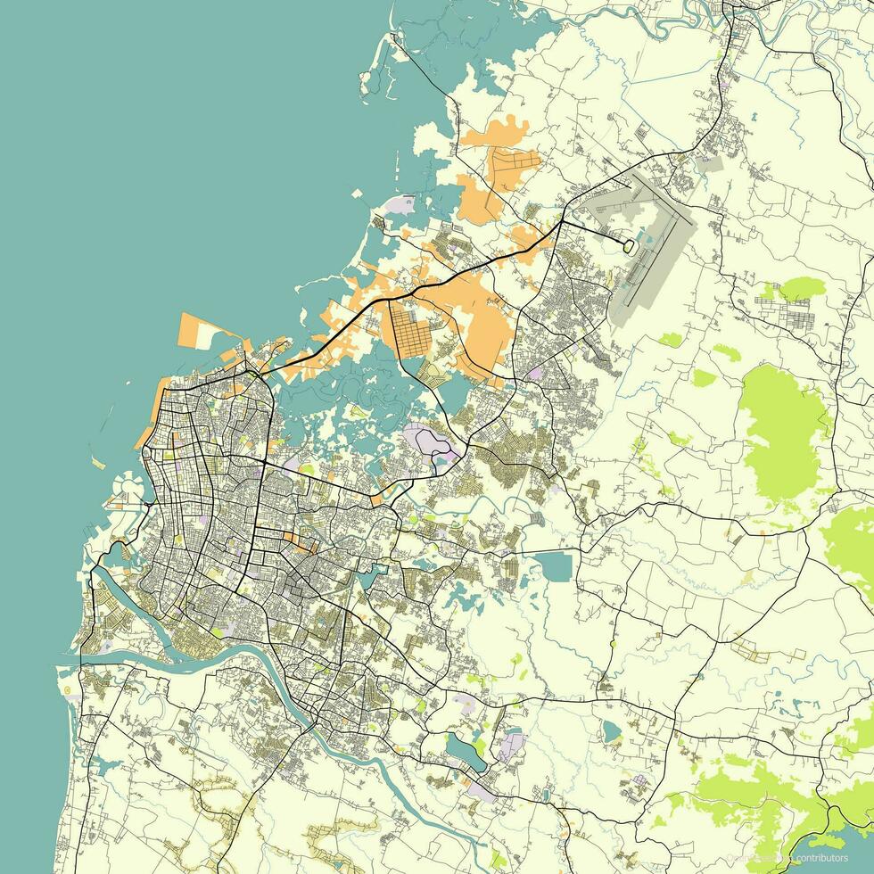 mapa de makassar, makassar ciudad, sur sulawesi, Indonesia vector