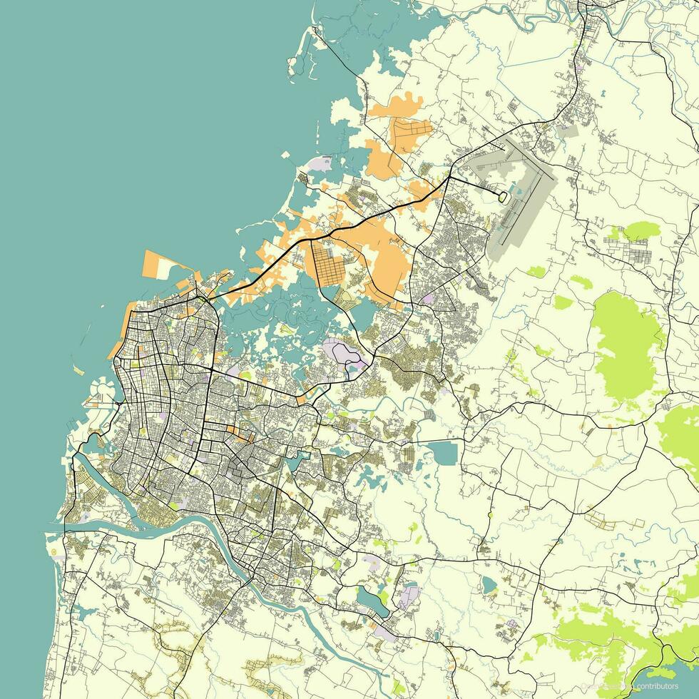 Map of Makassar, Makassar City, South Sulawesi, Indonesia vector