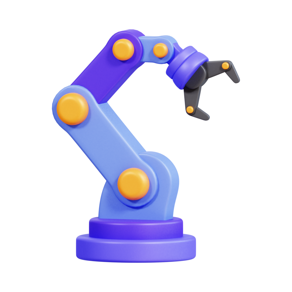 Industrial Robotic Arm 3D Icon AI Generative png