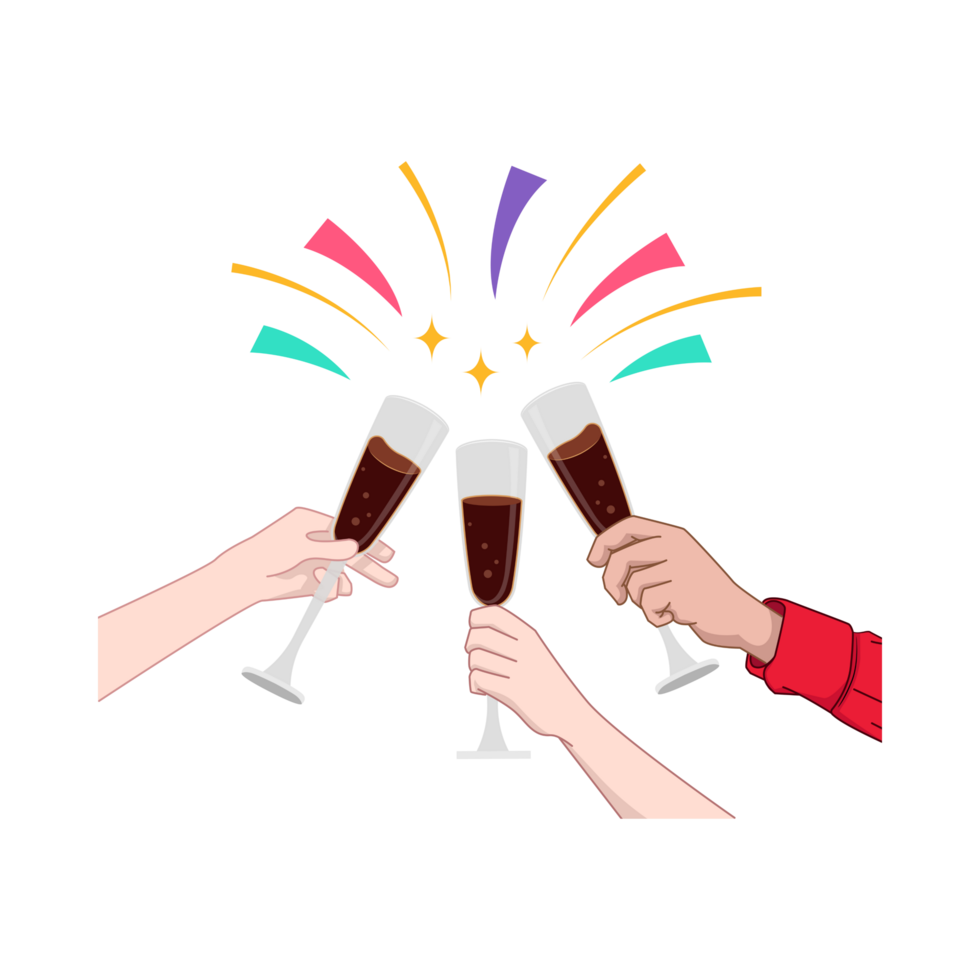 Two Glasses New Year Clipart  Generative Ai png