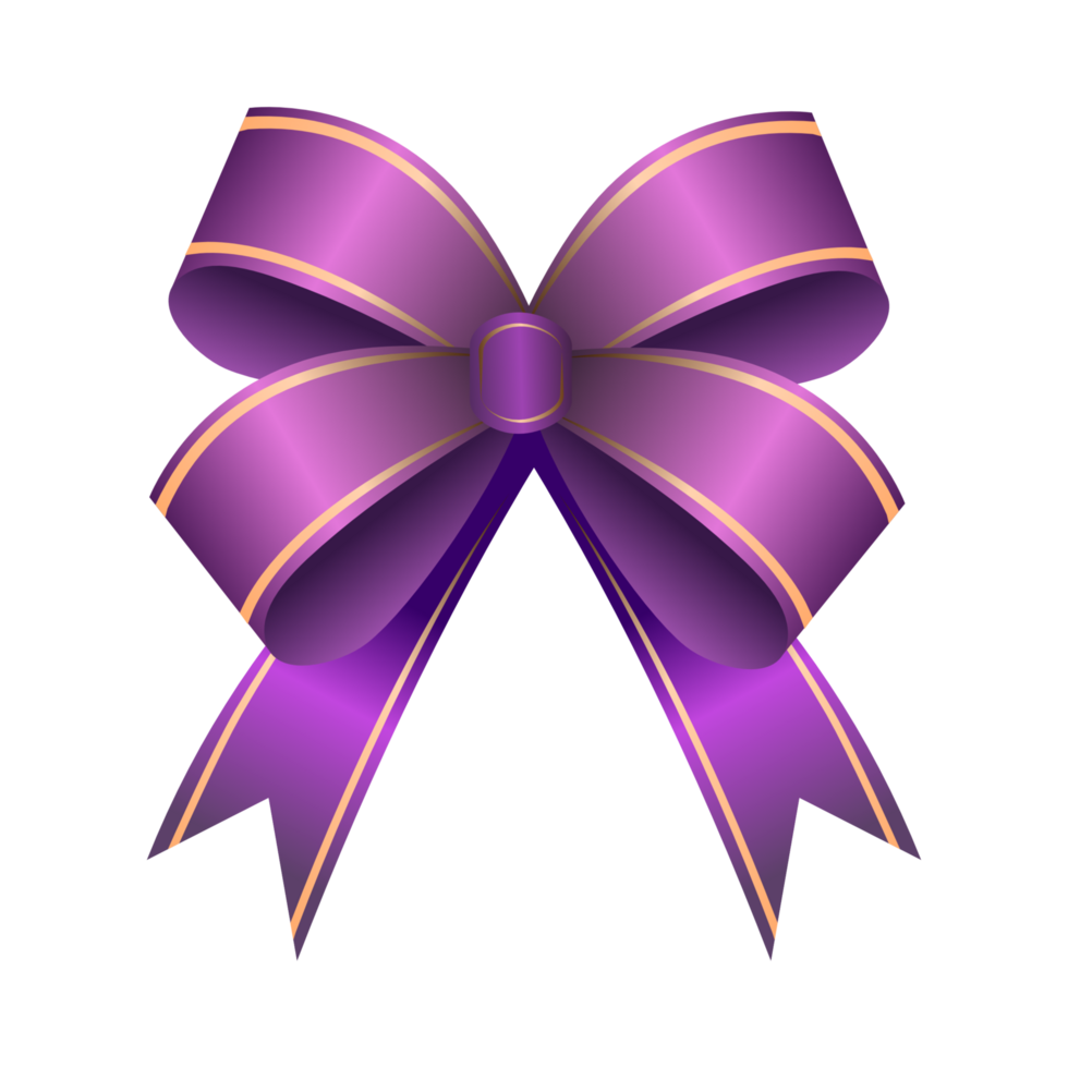 Beautiful purple bow with crosswise ribbons Generative Ai png