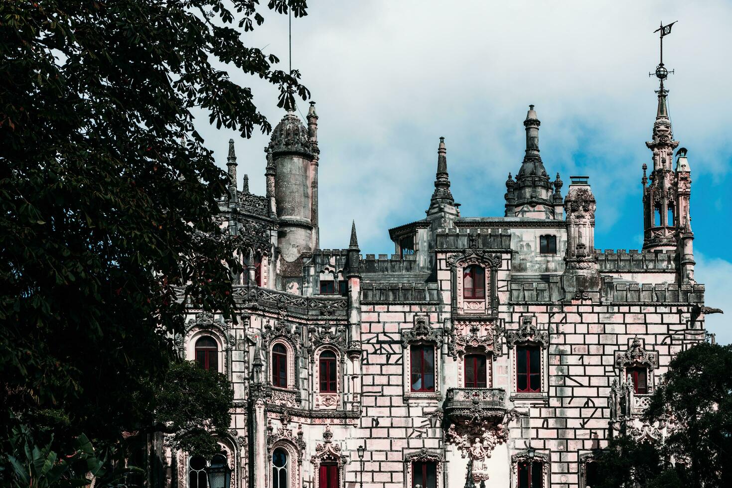 Facade of the palace at Quinta da Regaleira in Sintra, Portugal photo