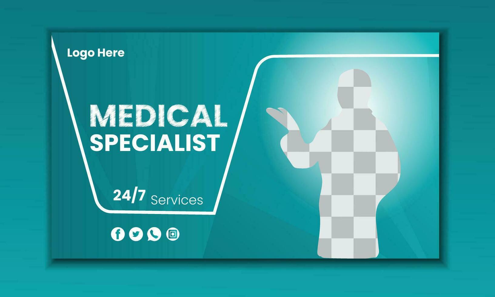 medical youtube thumbnail template design vector