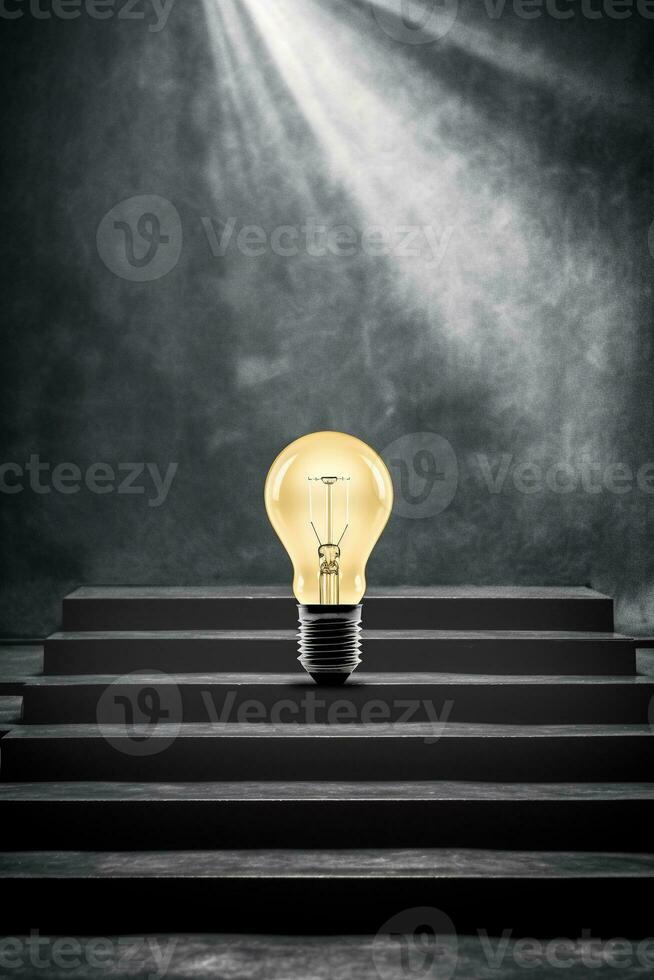 Hand-drawn light bulb on chalkboard symbolizing creativity AI Generative photo