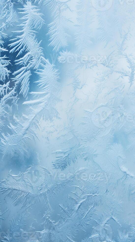 Frost Patterns on a Window Depicting Ice Crystals, Conveying a Winter Feel, Perfect for Holiday Greetings photo