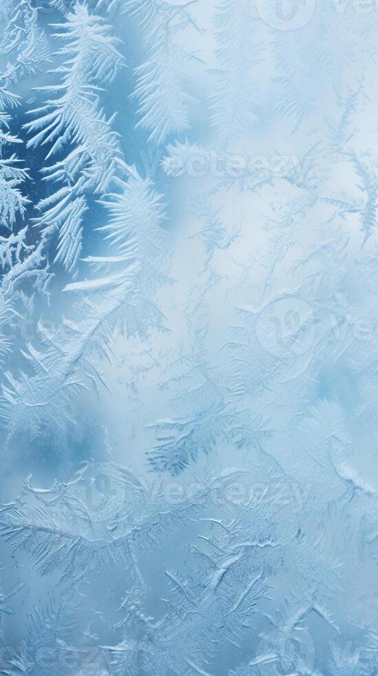 Frost Patterns on a Window Depicting Ice Crystals, Conveying a Winter Feel, Perfect for Holiday Greetings AI Generative photo