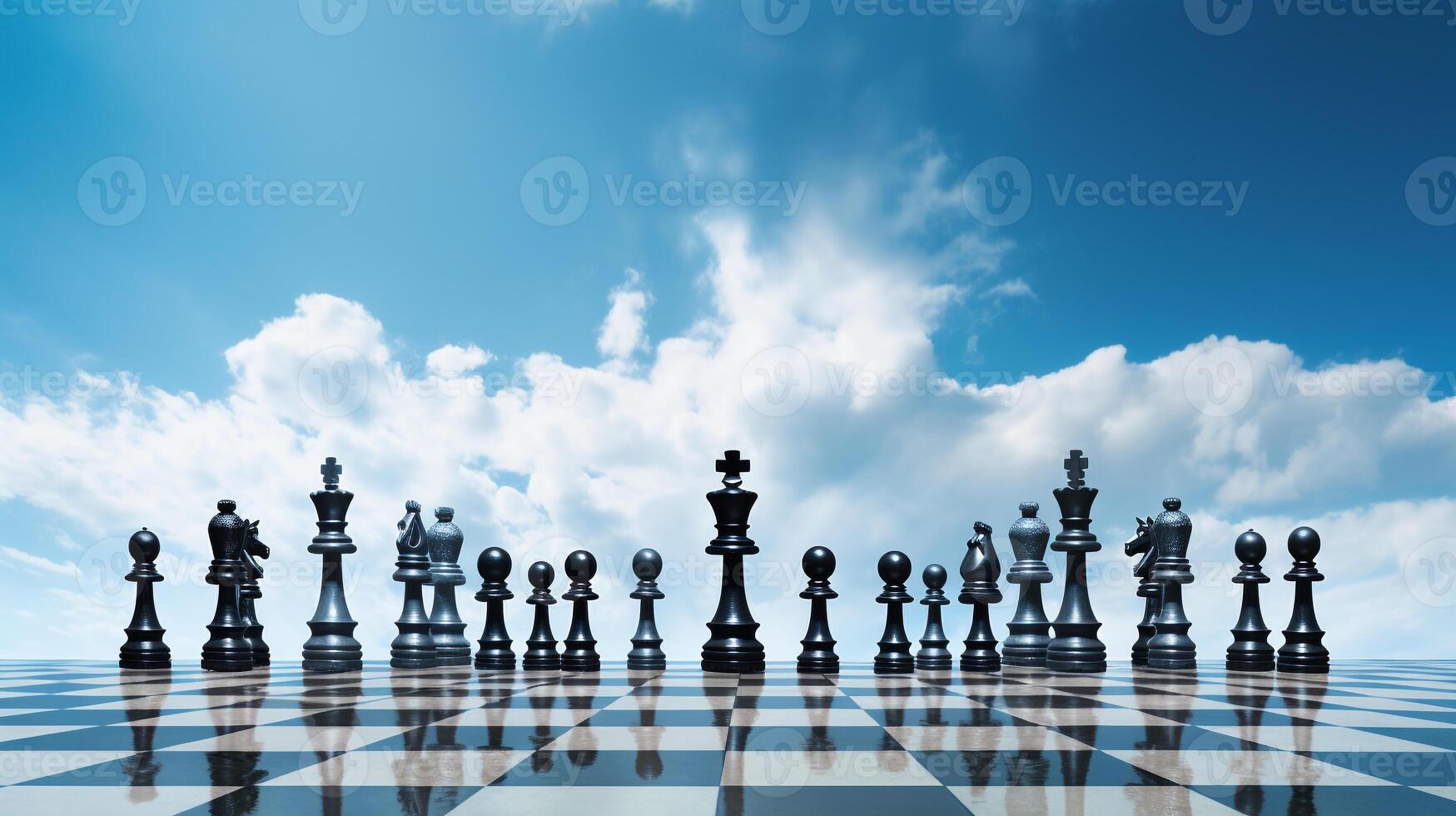 Strategic planning represented by professionals as chess pieces on a checkerboard AI Generative photo