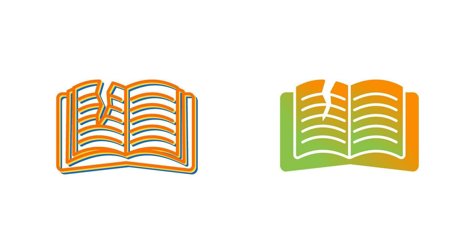 icono de vector de libro rasgado