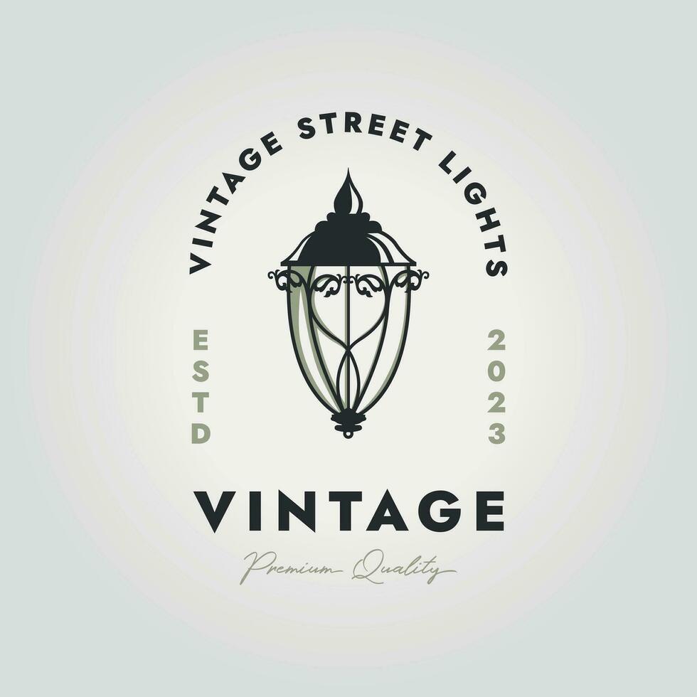 traditional lantern logo vector, illustration of retro streetlight icon design vector