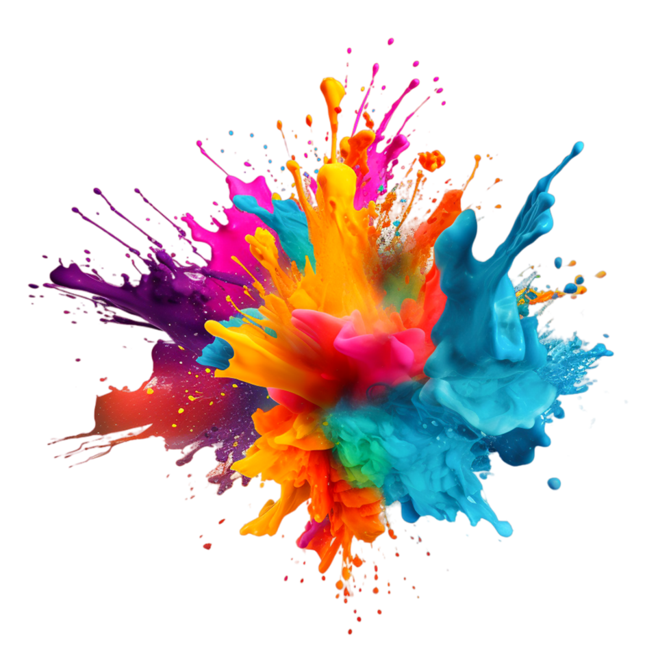 bunt Regenbogen holi Farbe Spritzen Explosion ai generativ png