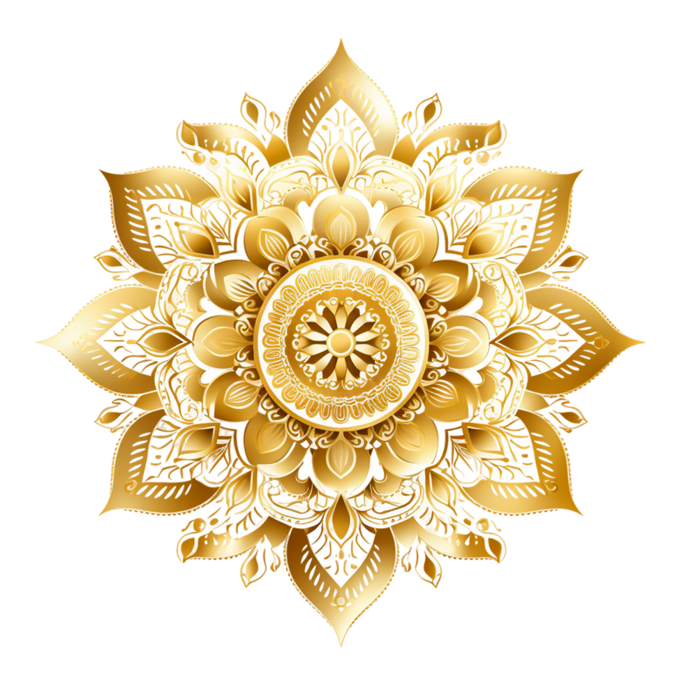 Golden arabesque islamic motif element Ai Generative png