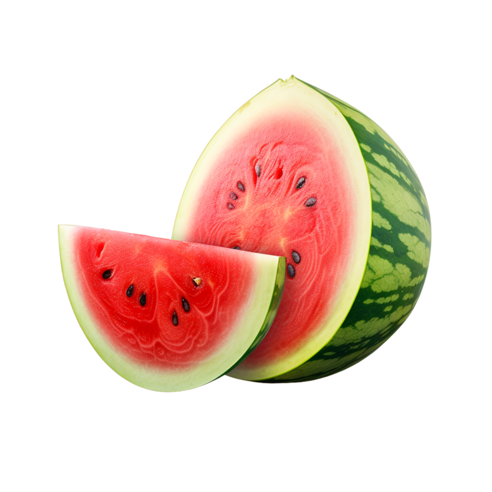 A slice of watermelon with seeds on it Ai Generative png
