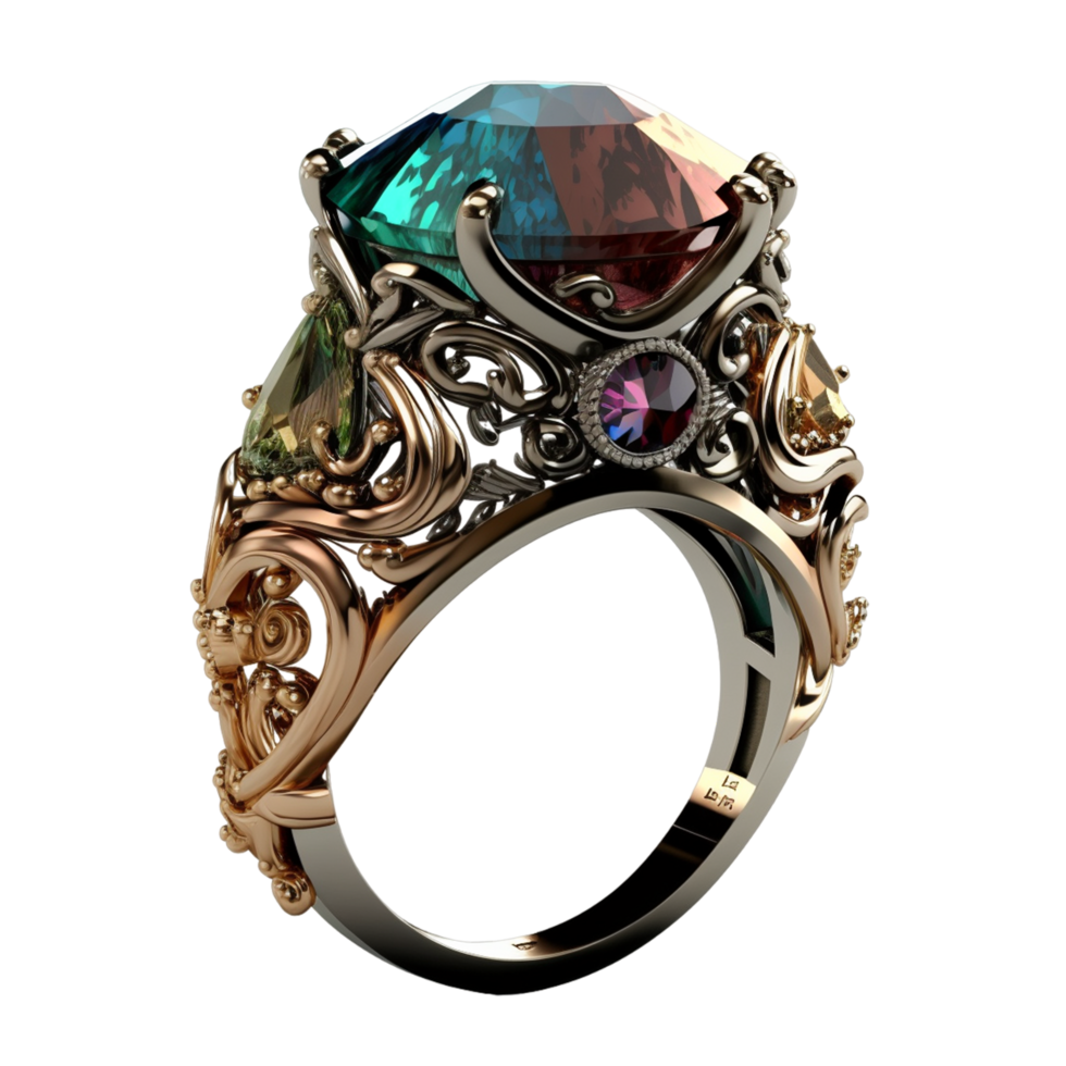 Fashion Square Zircon Mens Ring Ai Generative png