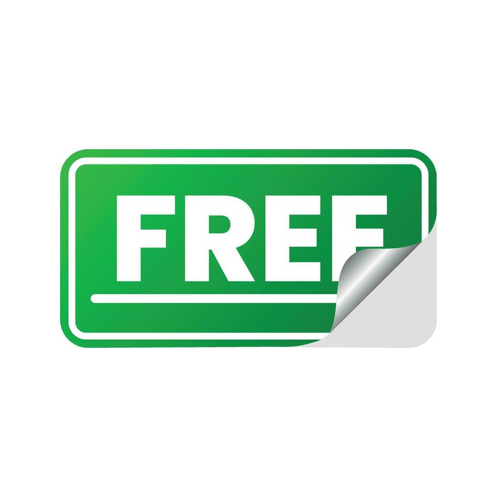 green sticker with free simple writing vector
