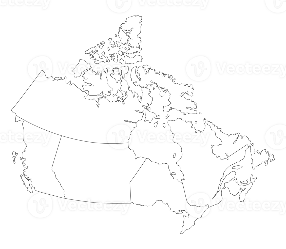 Map of Canada in white color. Canadian map. png