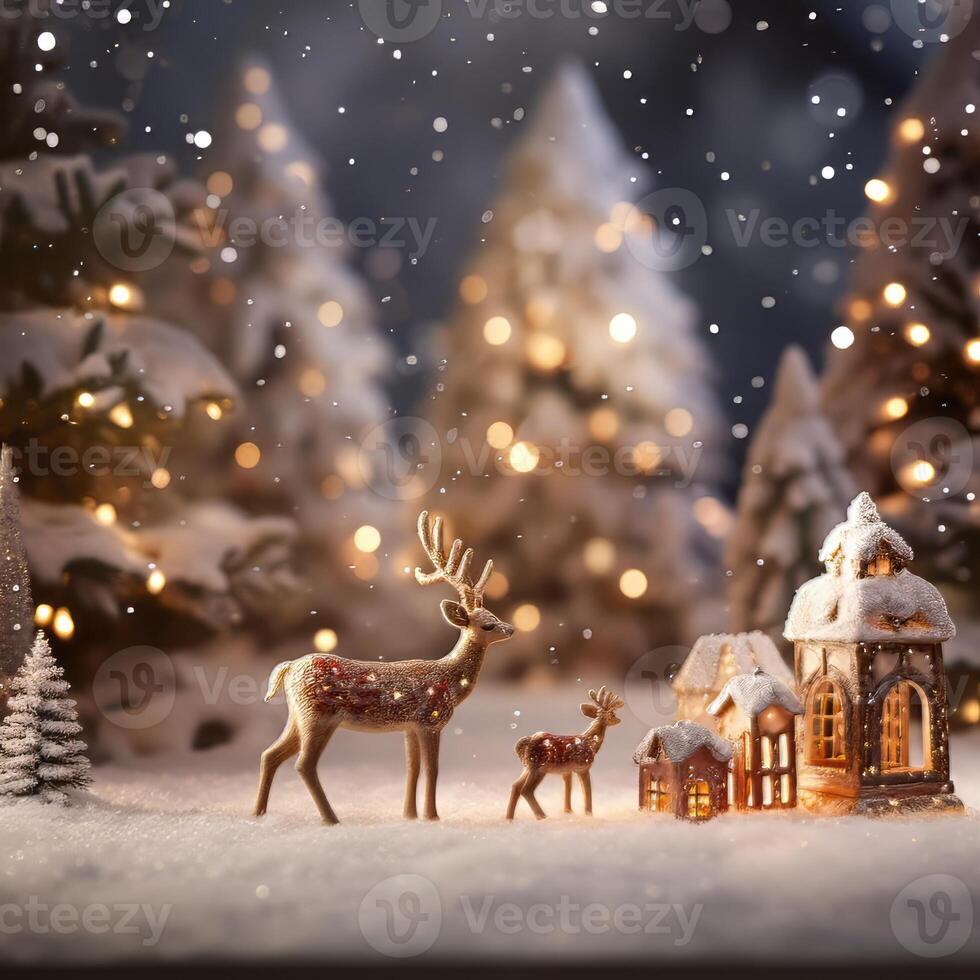 Celebrate Christmas Day with a Festive Christmas Background Snowfall Gift Boxes and Joyful Holiday Season Magic photo