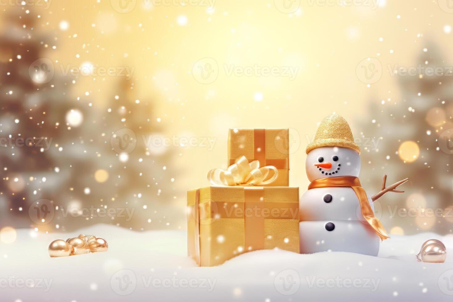 Celebrate Christmas Day with a Festive Christmas Background Snowfall Gift Boxes and Joyful Holiday Season Magic photo