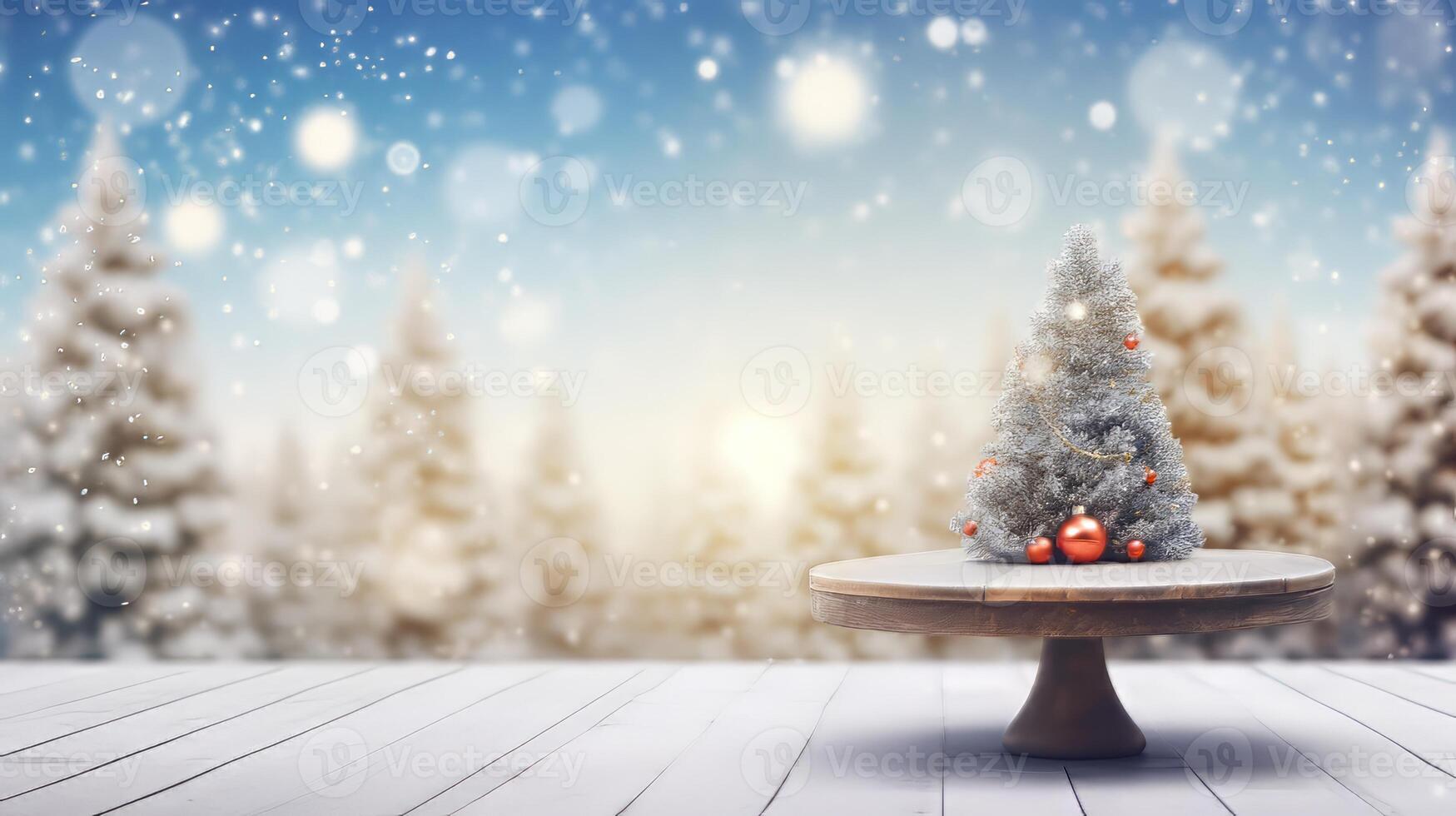 Celebrate Christmas Day with a Festive Christmas Background Snowfall Gift Boxes and Joyful Holiday Season Magic photo