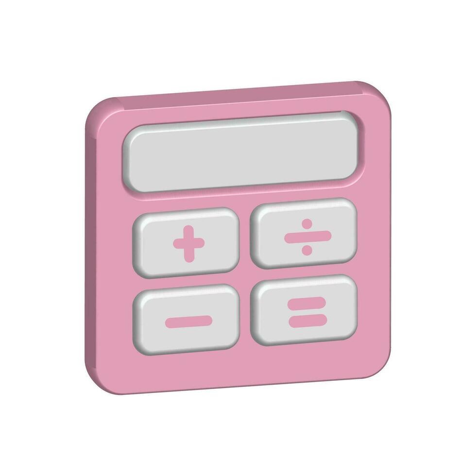 3D Realistic Pink Calculator in Isolated Background Vector Illustration. Calculator Vector Render Concept of Financial Management.