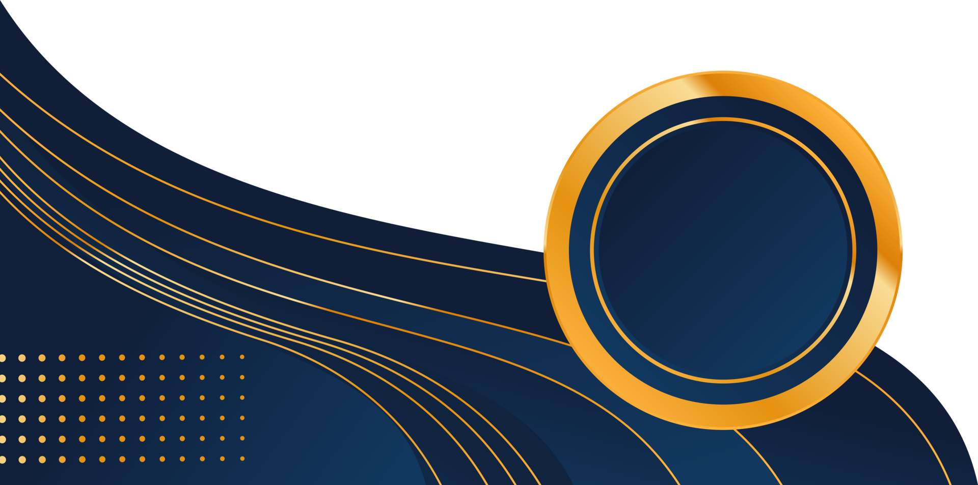 Blue gold gradient abstract curve corner border for business or certificate png