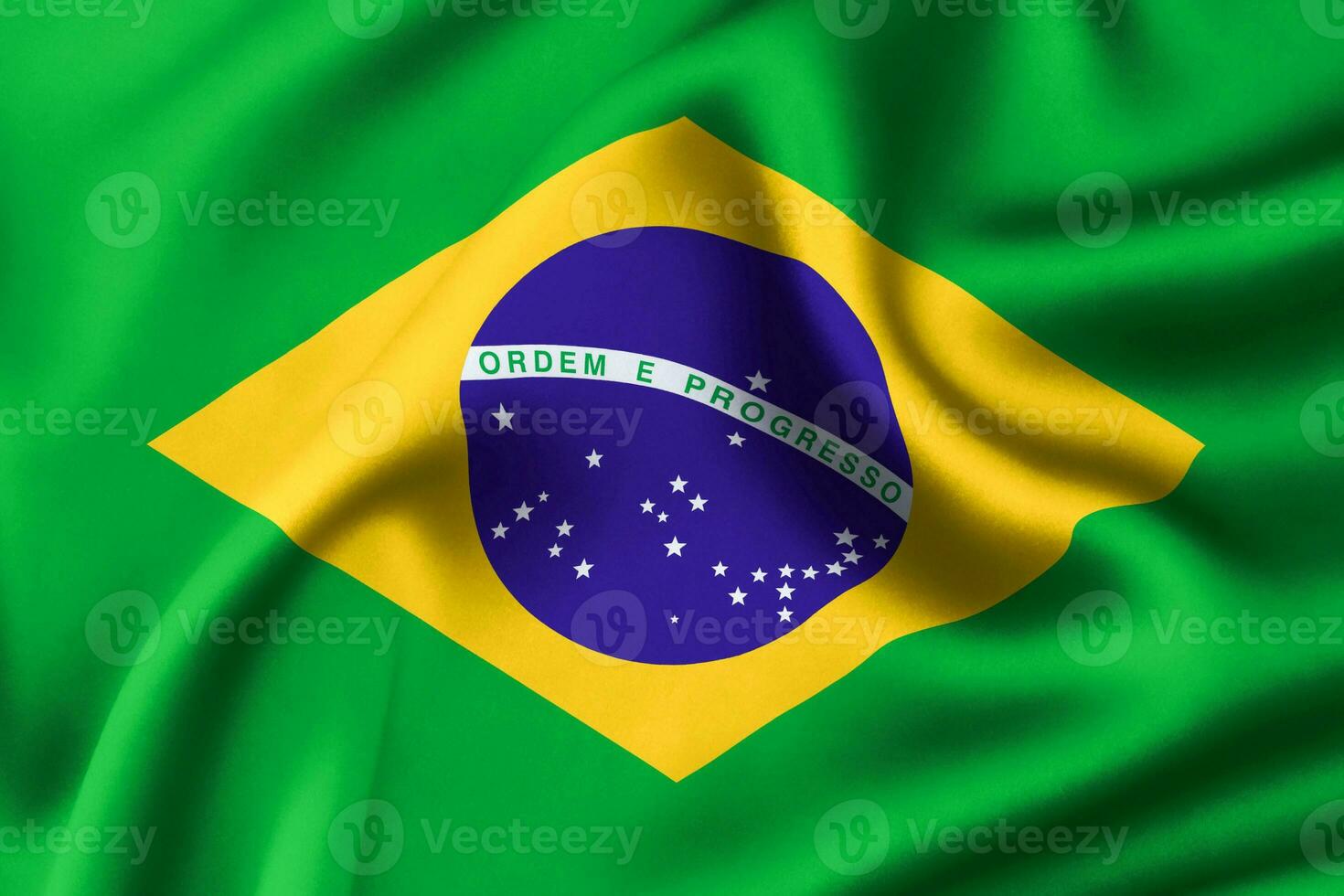 Brazil flag of silk, Brazil Background. 3D Render photo