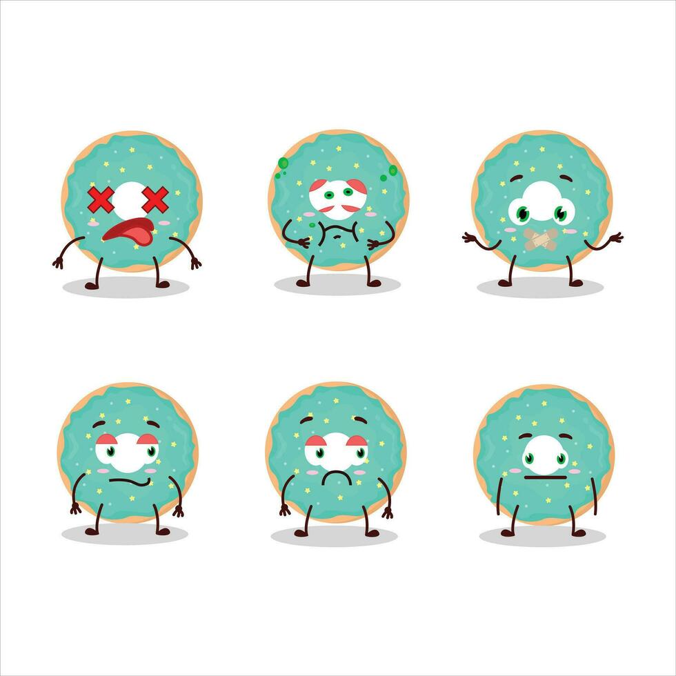 Vanilla blue donut cartoon character with nope expression vector